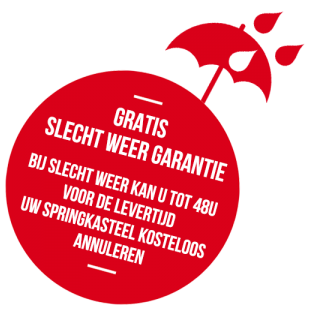 rond rood symbool met info over slecht weer garantie tot 48 uur kosteloos annuleren voor levertijd