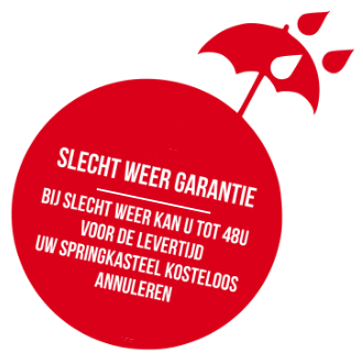 rond rood symbool met info over slecht weer garantie tot 48 uur kosteloos annuleren voor levertijd