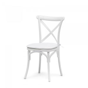 Crossback stoel wit met zitkussen